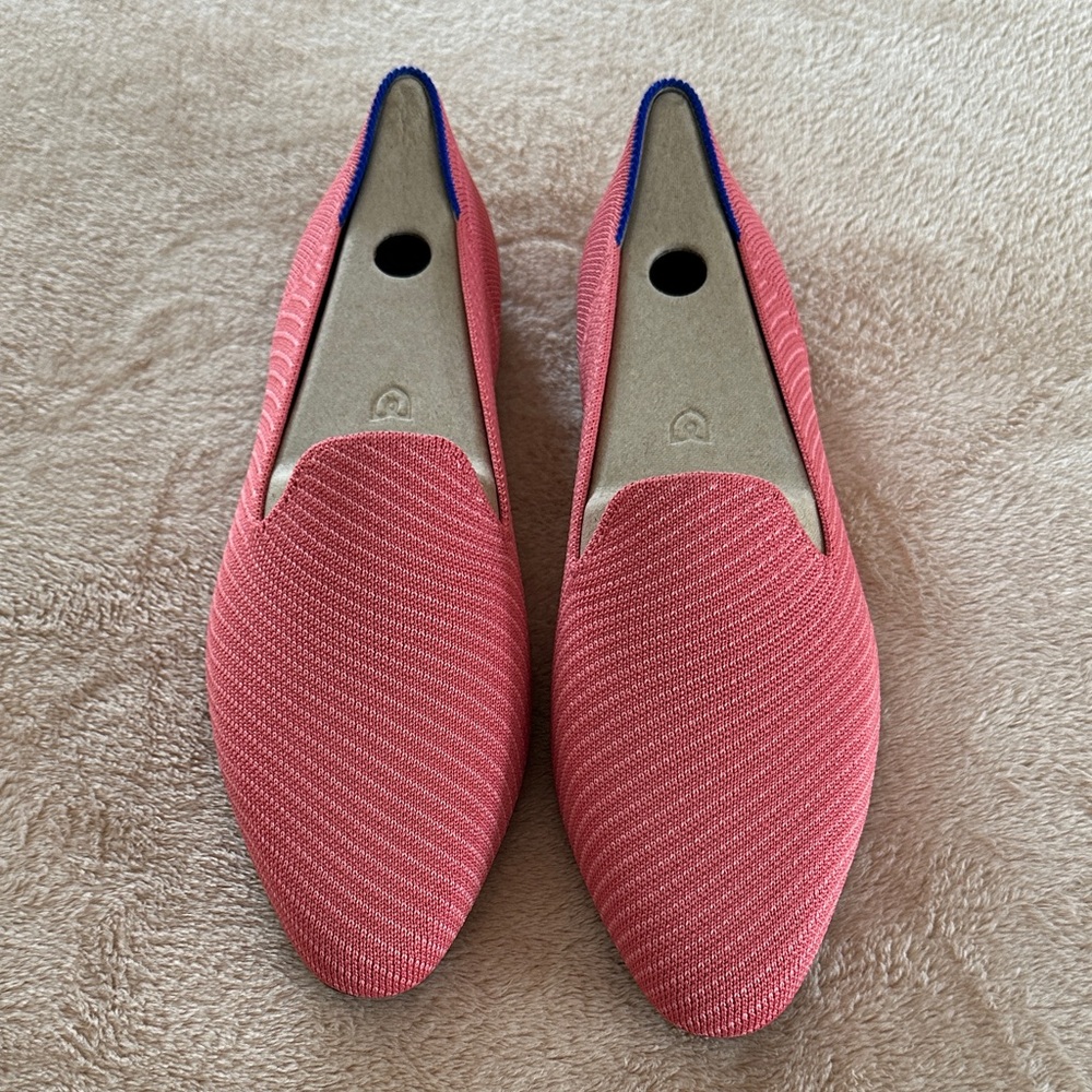 Rothy's Coral-Pink Knit Pointed Slip-On Flats